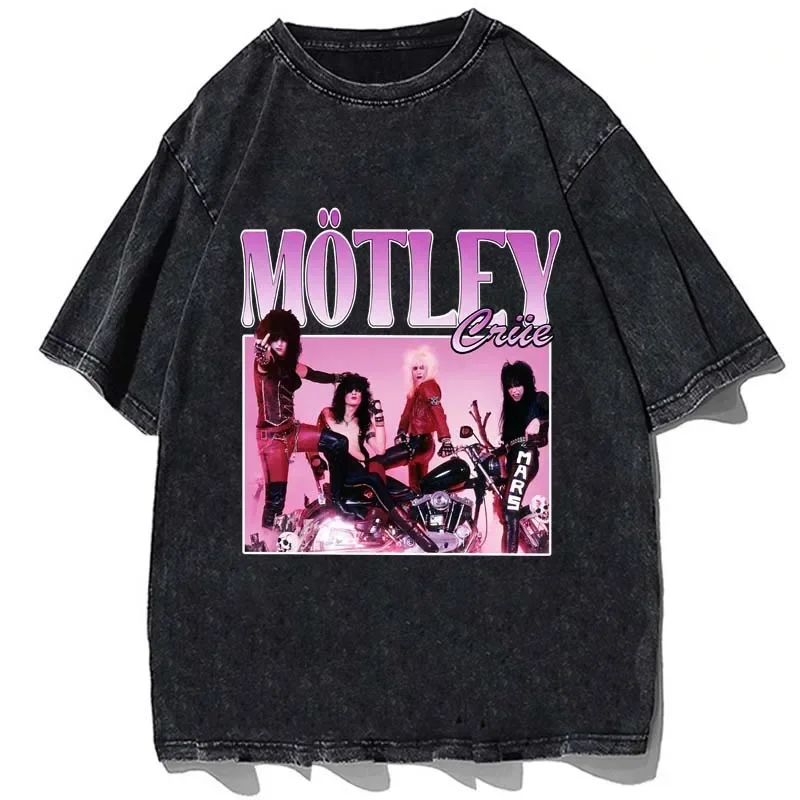 Motley Band Goth Clothes Crue Hard Rock Alphabet t-shirt per uomo Harajuku Streetwear top maglietta Oversize allentata in cotone Vintage