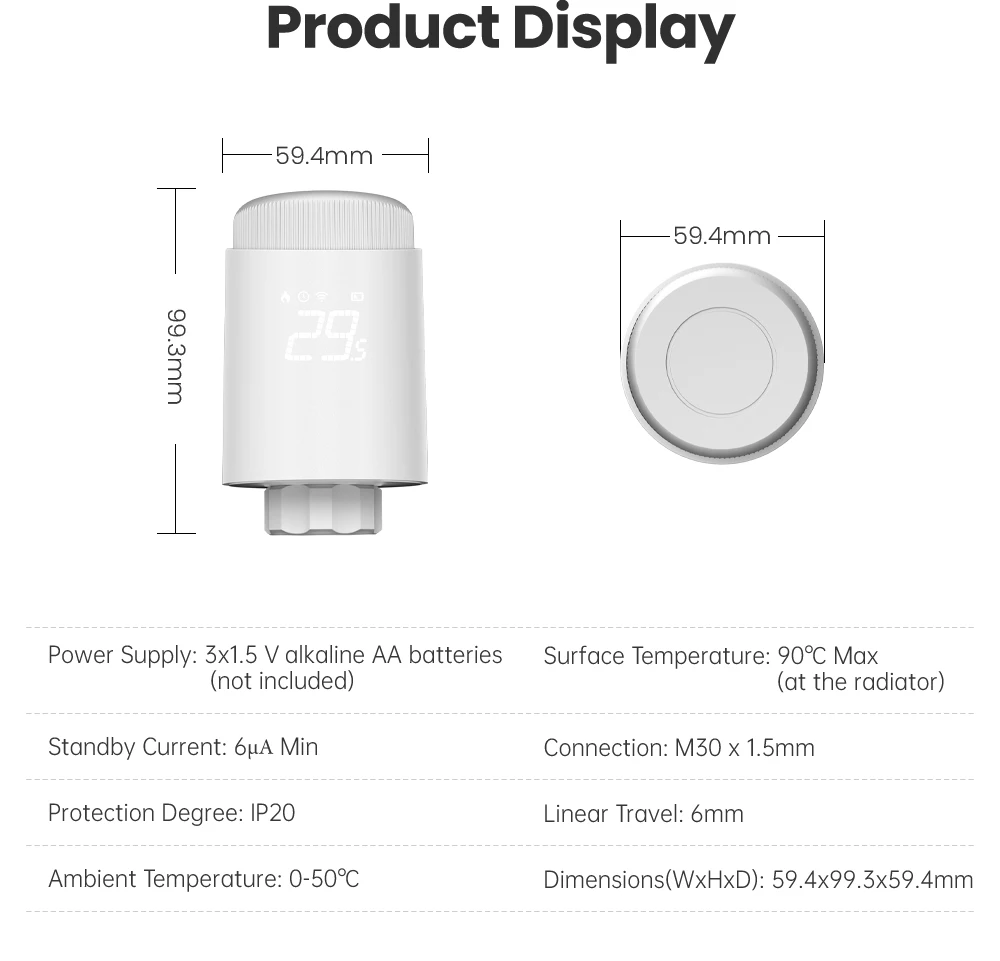 MIUCDA ZigBee3.0 valvola termostatica del radiatore TRV App programmabile il regolatore di temperatura remoto funziona con Alexa Google Home