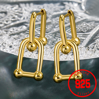 925 Silver needle Earrings Horseshoe 2 Section Earrings 18k Gold Color Earrings Sterling Jewelry Gift For Women