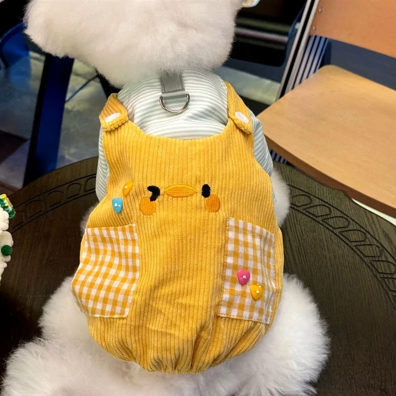 Bichon Fake Two Pieces Pocket Sweatshirt Thin Dog Clothes Anti Hair Loss Pet Teddy Sleeve He Small Dog Two Legs Clothes