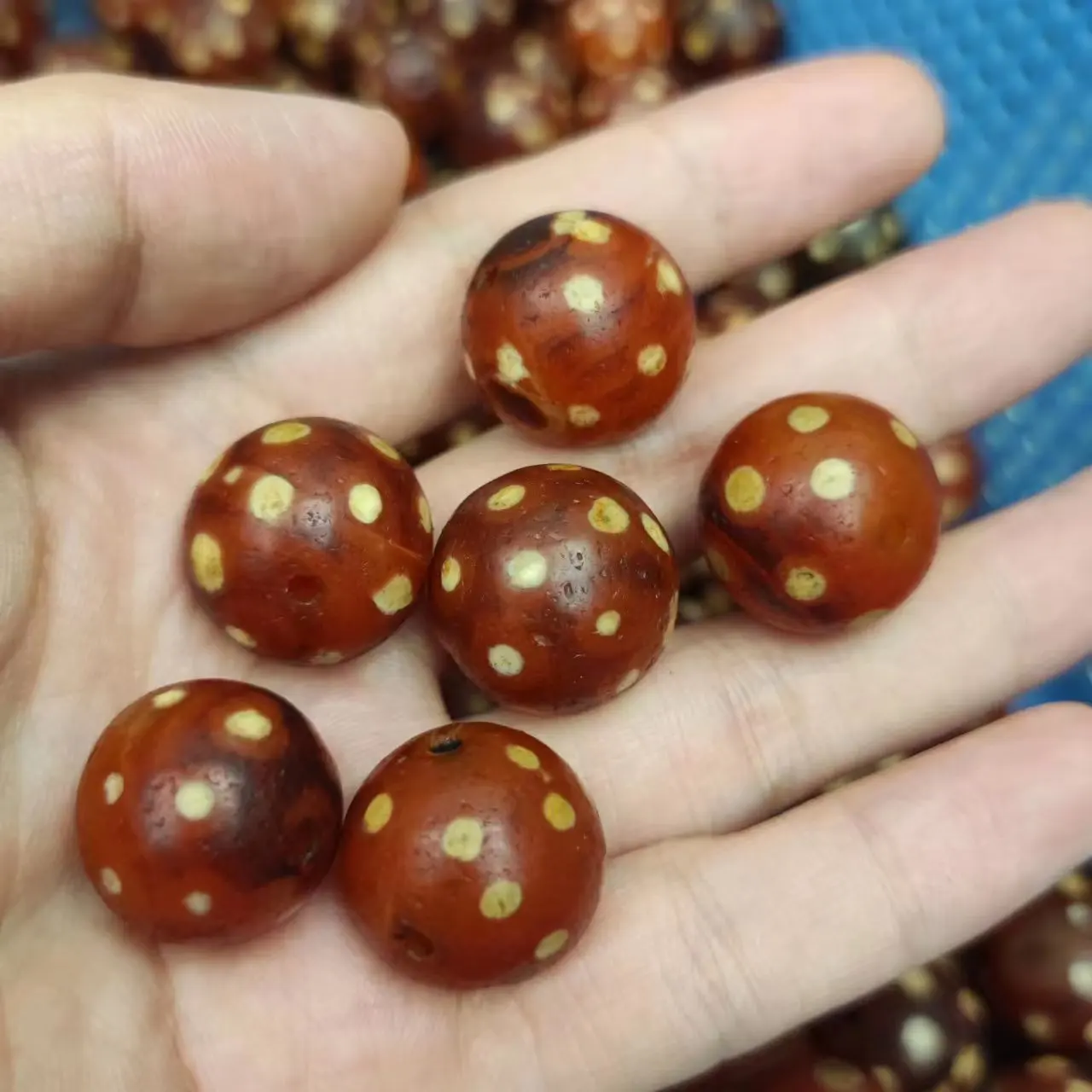 10pcs/lot natural sky full of stars pyu beads carnelian West Asia Mesopotamia Valley red ancient bead Collectible jewelry diy