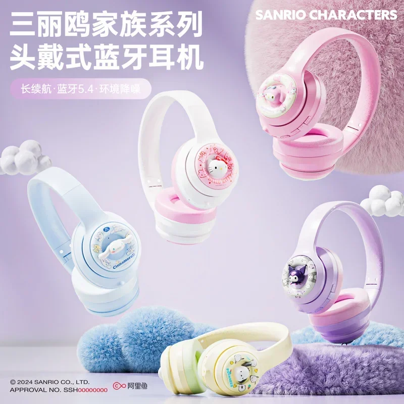 2024 Sanrio Family Series Headworn Intelligent Bluetooth Earphones Kuromi My Melody Cinnamoroll Wireless Gaming Headset Girl