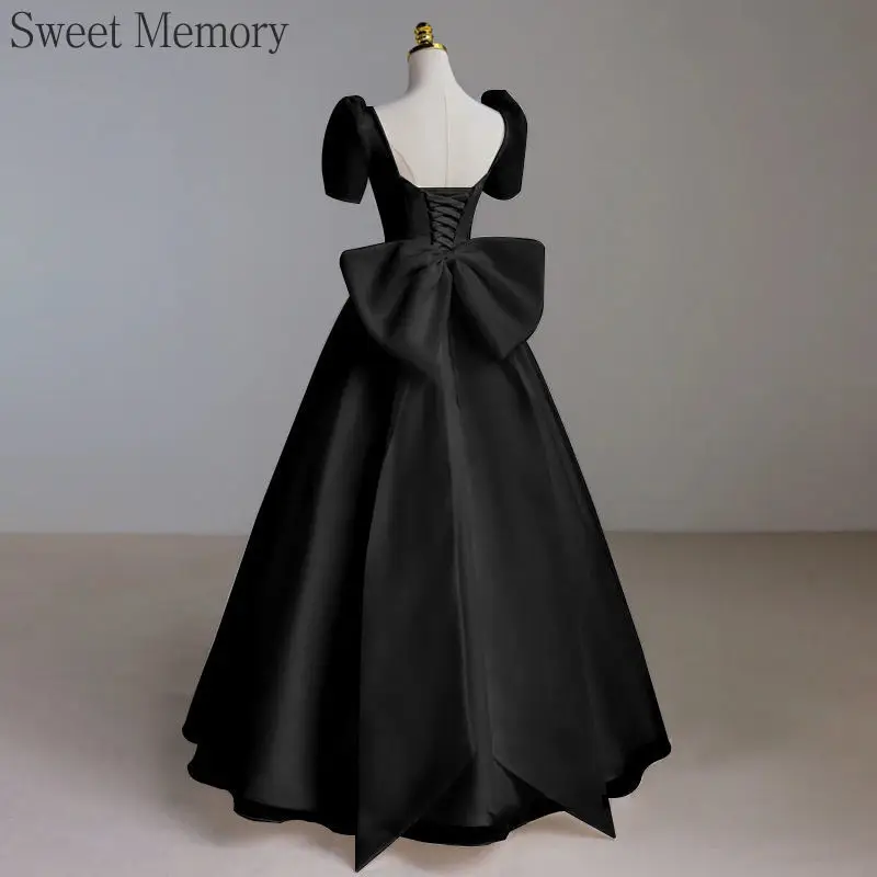 

Sweet Memory Fashion Black Prom Dress Short Sleeve Lady Girl Women Princess Banquet Party Ball Prom Dresses Performance Gowns