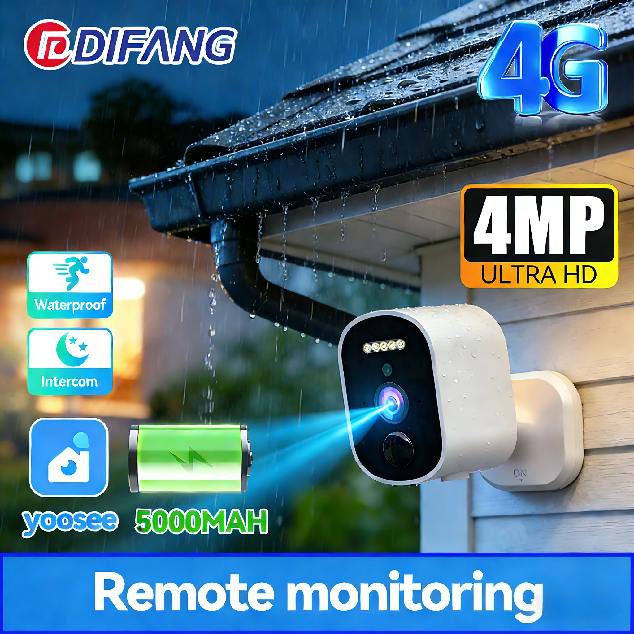 Yoosee 4G Sim Card Mini Battery Camera Video Monitor Security Protection 5000MaH Battery 4G Wireless Surveillance IP CCV Cam