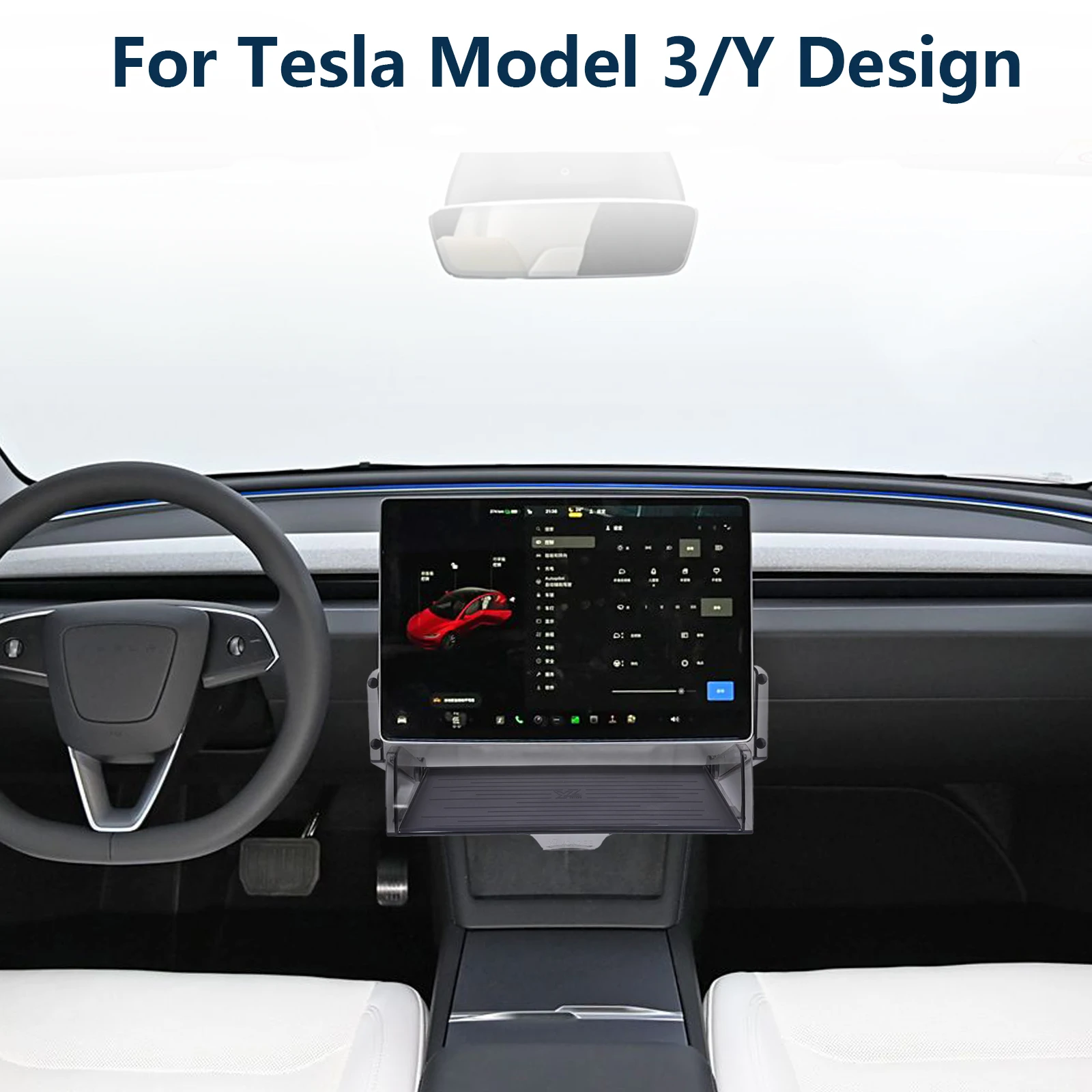 

Magnetic Center Console Organizer Tray with Anti-Slip Pad Sunglass Phone Caddy for Tesla Model 3 Model Y Interior Accessories