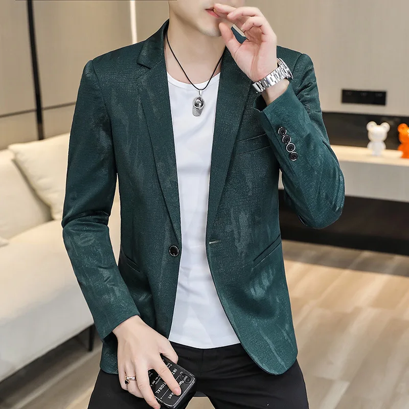 HOO 2023 Men's Autumn New Casual Jacquard blazer  Youth Leisure   blazer