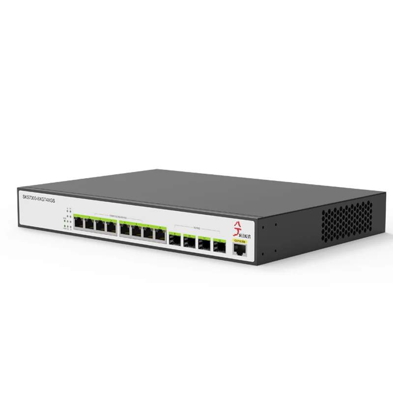 XikeStor 12 Ports 10G L2 Managed Ethernet Switch 8*10G RJ45 & 4*10G SFP+Support VLAN Division/LACP  Plug and Play