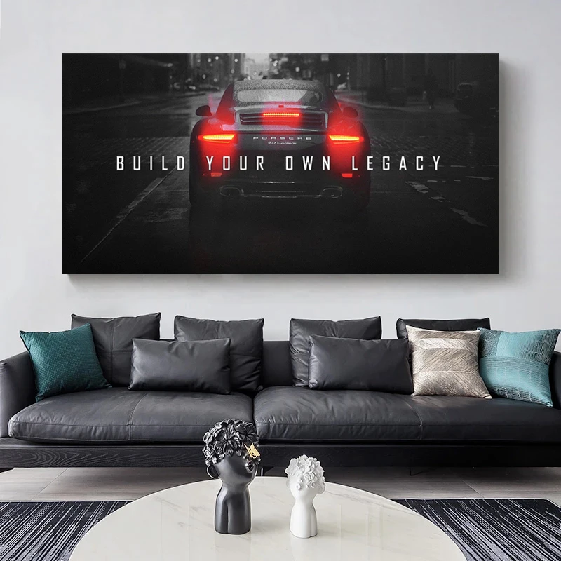 Chase Your Dream Quote Luxury Sports Car Motivational Success Canvas Posters Wall Print Inspirational Office Decor Gifts for Men