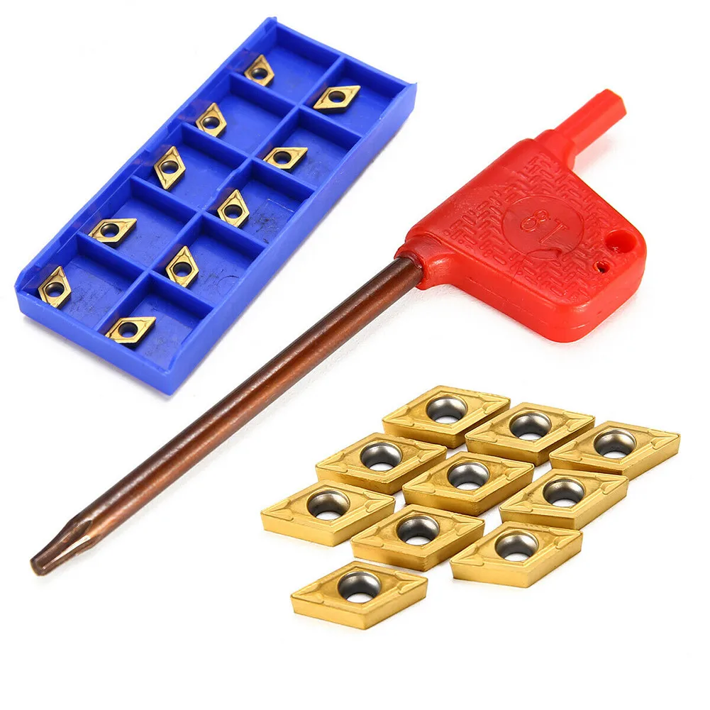10pcs DCMT070204 US735 DCMT21.51 Carbide Inserts For Lathe Turning Tools For Semi Finishing Steel Processing