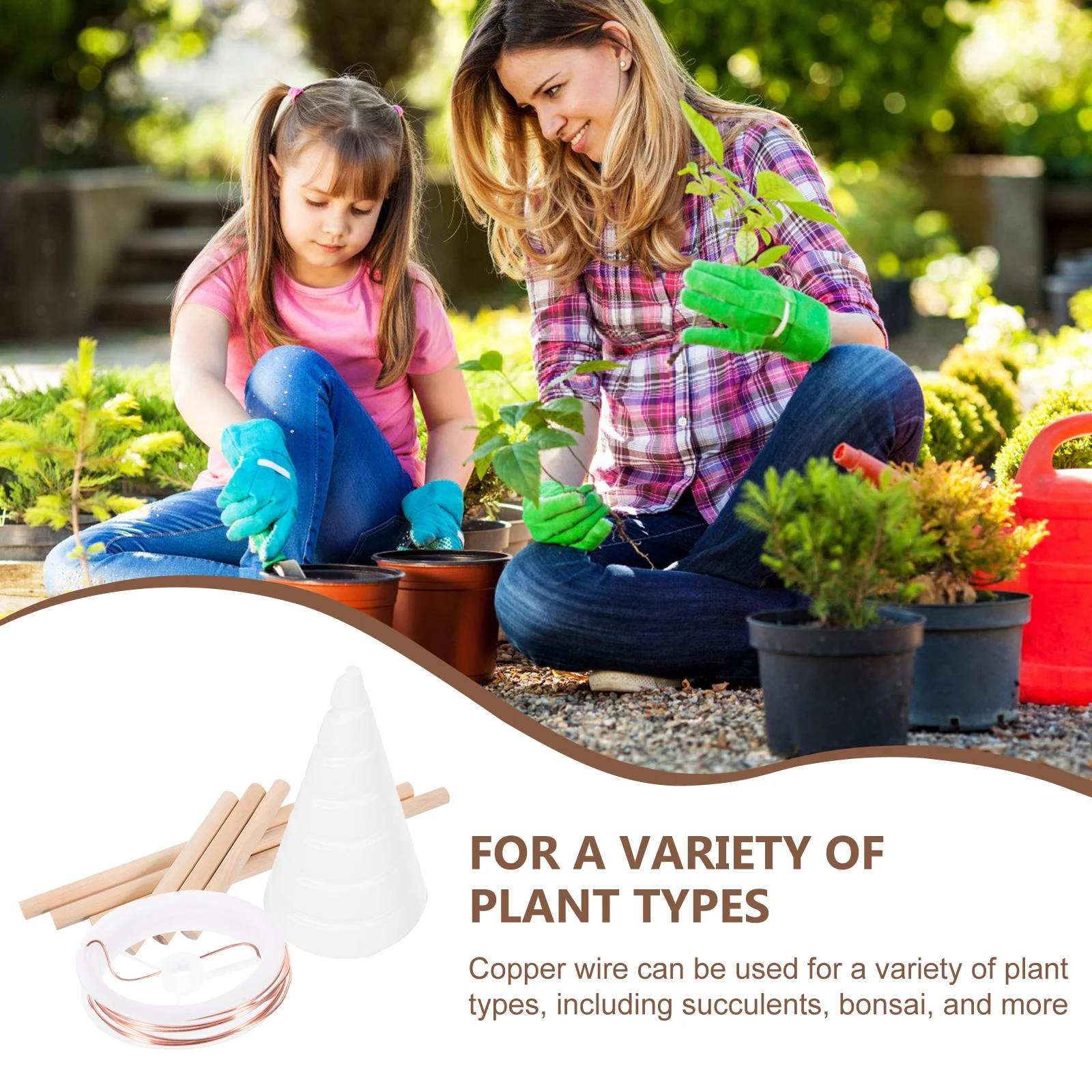 

1Set Gardening Copper Wire Antenna Kit with Coil Winding Tool Rods for Electroculture Succulents Bonsai Pure Solid Bare Copper