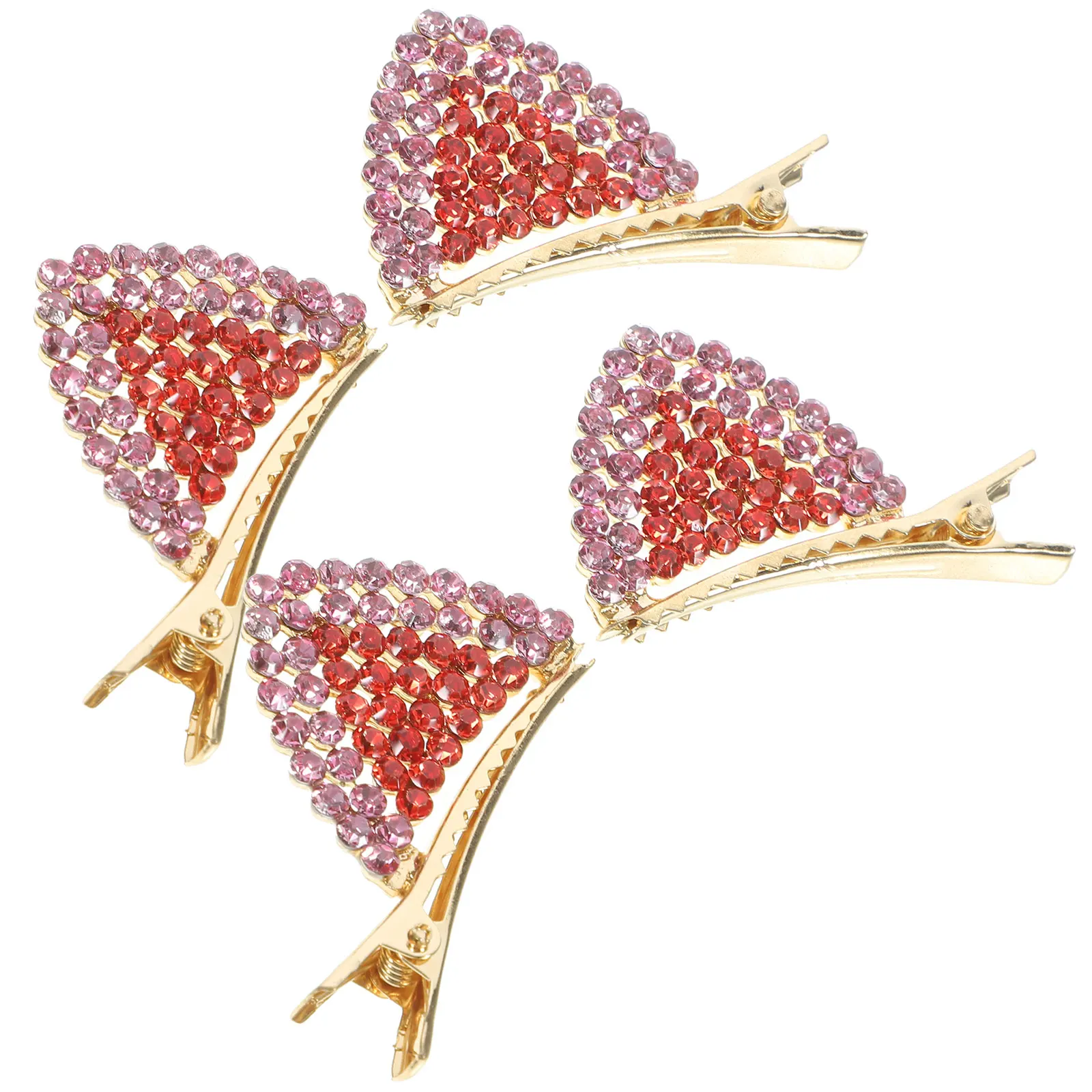 

2 Pairs Cat Ears Hairpin Rhinestone Side Clips for Women Styling Bridesmaid Wedding Hair Accessories Decorations
