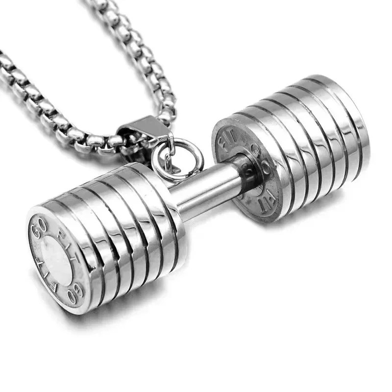 Barbell Dumbbell Necklace Gym Weightlifting Pendant Personalized Men's and Women's Fitness and Bodybuilding Sports Accessories