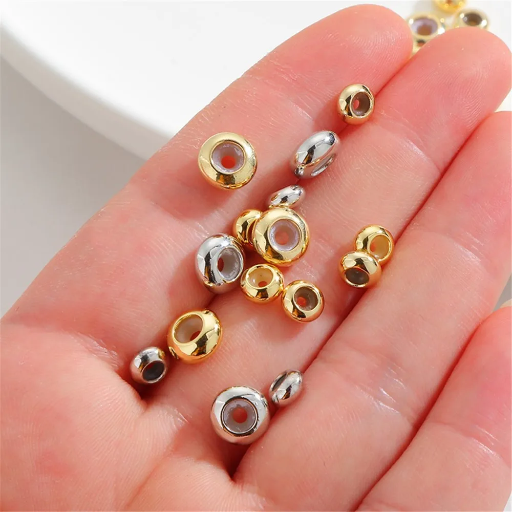 14K Gold Ribbon Silicone Adjustment Wheel Bead Positioning Bead Handmade DIY Flat Bead Bracelet Necklace Material Accessories