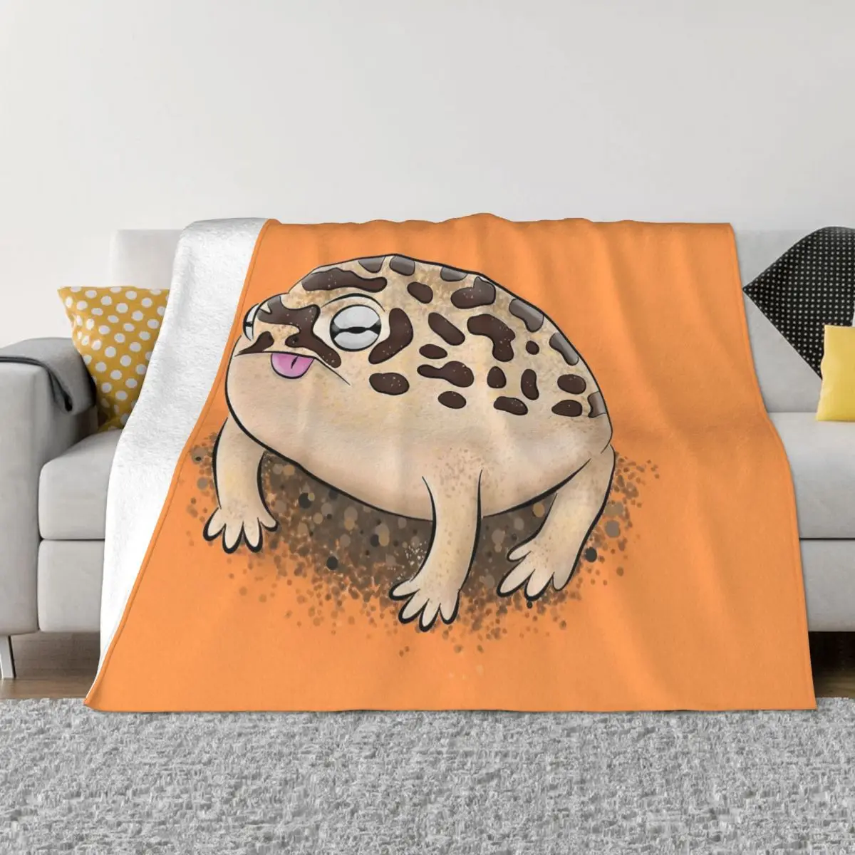 Cute Brown Desert Rain Frog Cartoon Blankets Fleece Awesome Warm Throw Blanket for Coverlet Autumn/Winter