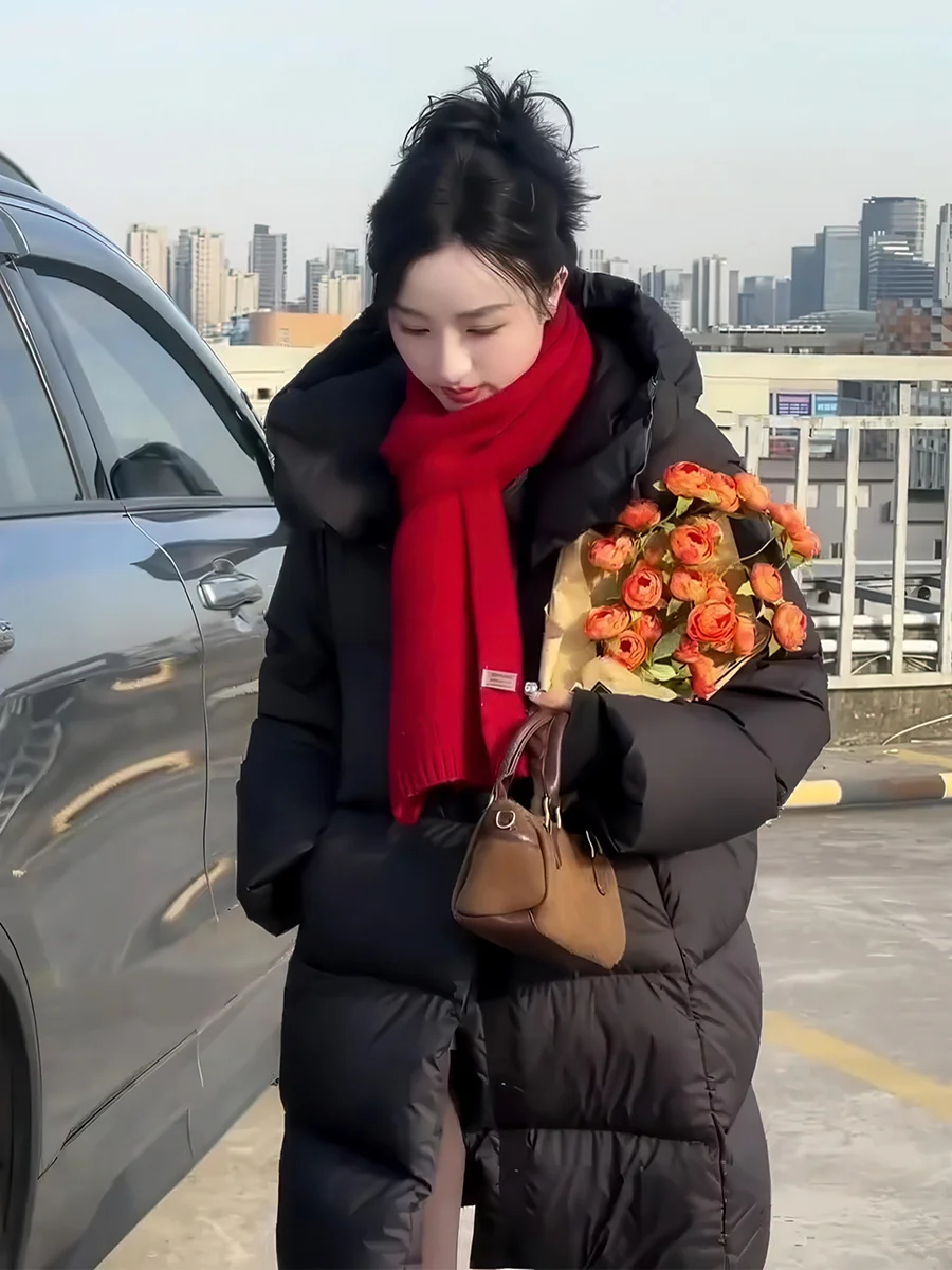 

Bla Hooded Mid-Length Puffer Jaet Women's Thi Warm Cloud Bread Coat Casual Sle 90% down Fill Power Women's Outerwear