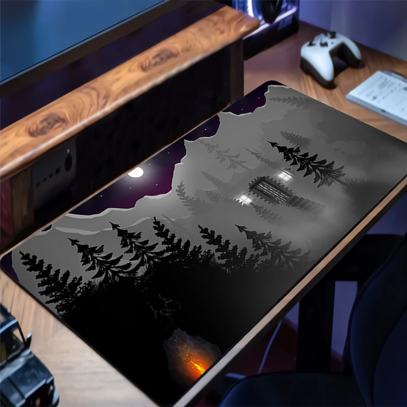 Mauspad Mountain Forest Pagode Torii Design rutschfeste Schreibtischunterlage Zubehör genähte Kanten für Zuhause und für Gamer Mousepad