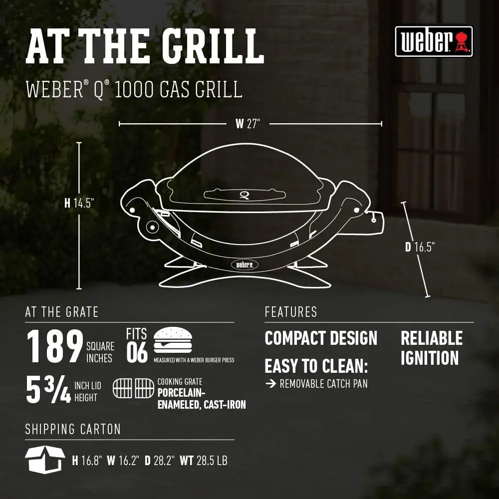 Weber Q1000 Liquid Propane Grill, Titanium