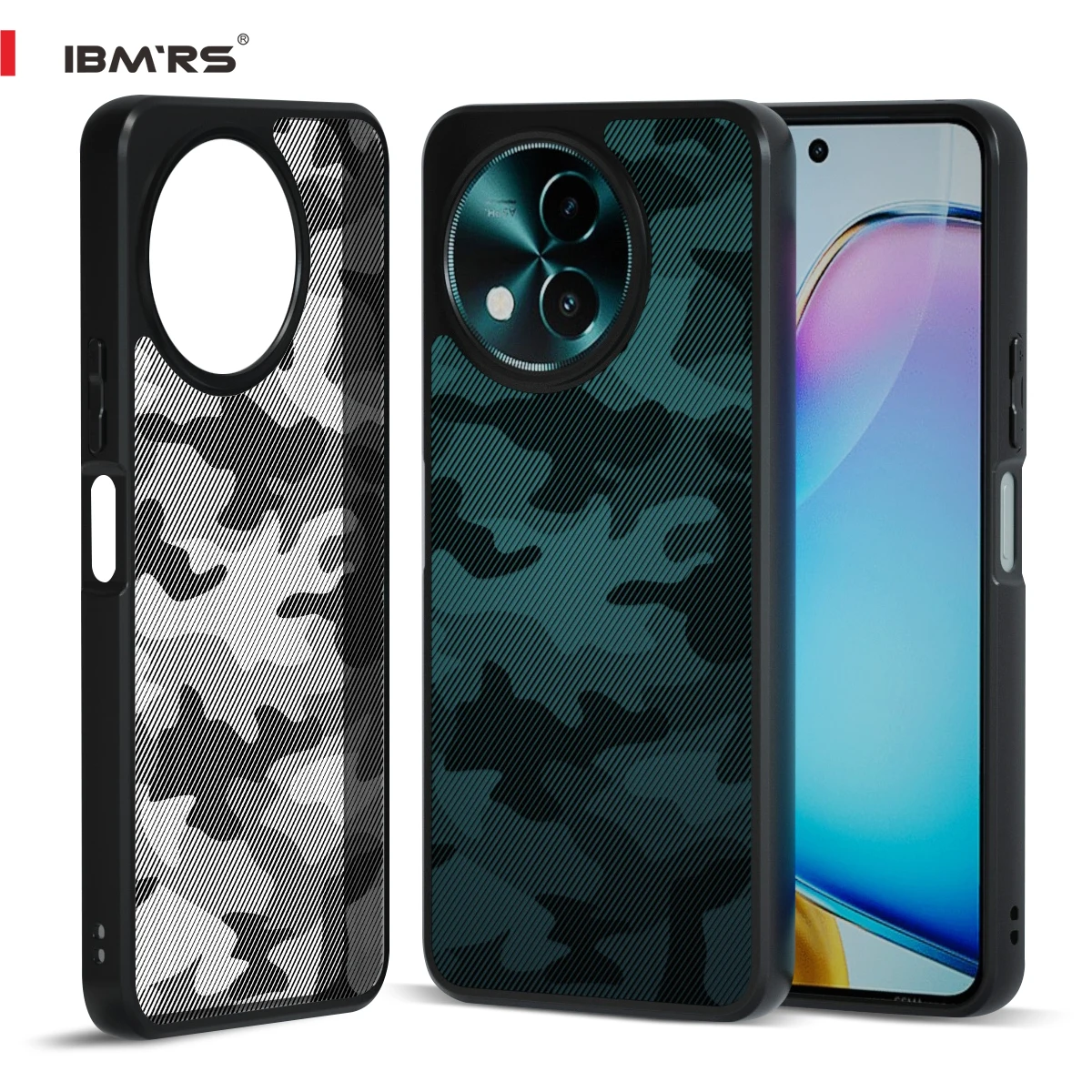 

IBMRS for vivo Y38 Case, Translucent Matte Back Full Body Protective Cover Anti-Scratch Shockproof Phone Case -Camo Black