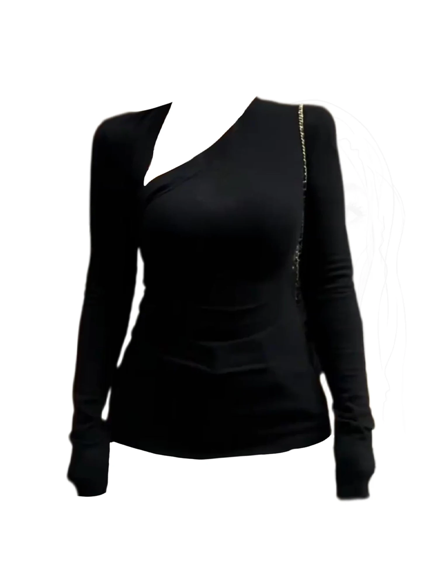 

Женская черная готическая футболка Y2k, винтажная эстетичная футболка Harajuku Gyaru Emo, топ с длинными рукавами, асимметричные футболки, одежда 2000-х годов, 2025