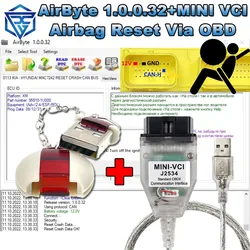 Airbag Reset Tool AirByte 1.0.0.32 Software ECU Programmer With Mini VCI MINI VCI for Can Bus Kline K-LINE CRASH Clear