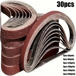 

30 Pack Abrasive Sanding Belts 10x330mm, Aluminum Oxide Material with Firm Glue, Multi Grit Options for Smooth Surface Finishing