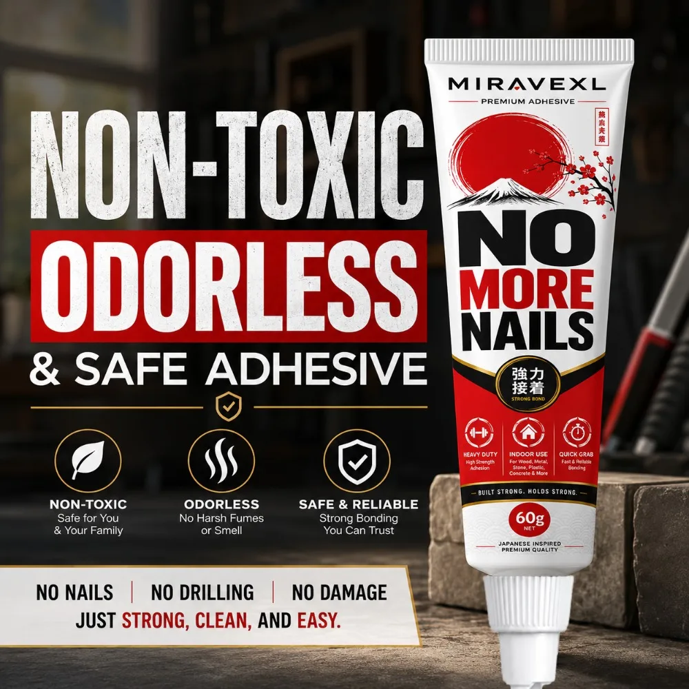 Nail-Free Construction Adhesive, Multi-Purpose Mounting Glue for Brick, Stone, Ceramic, Tile, Metal & Wood, 60g/20g