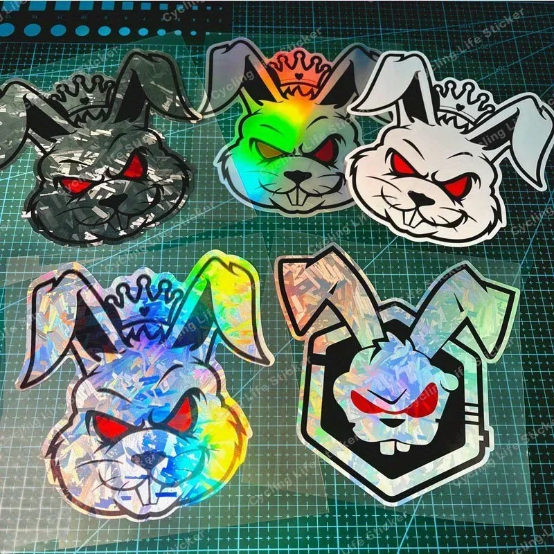 

1 шт. голографическая наклейка для автомобиля Angry Rabbit, мотоцикла, стильная наклейка для экстерьера автомобиля, крутая наклейка для украшения автомобиля