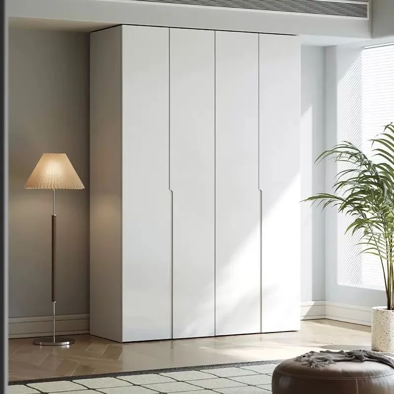 All solid wood oak wardrobe home bedroom white swing door large wardrobe assembly children's small cabinet