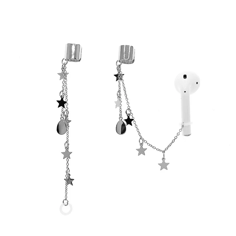 Fashion For Airpods Anti-Lost Chains Earphone Holder Clip Earrings For Women Star Charm Wireless Headphones Earrings image 2