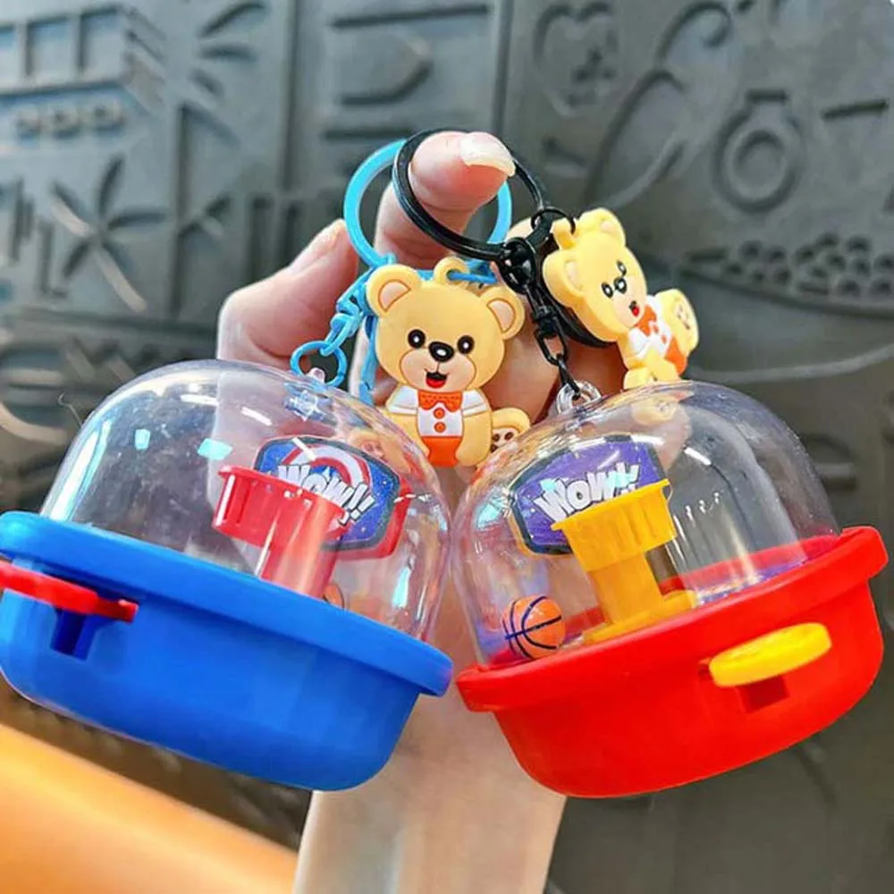 Plastics Basketball Doll Machine Keychain Basketball Toys Pendant Creative Bear Toy Keyring Ornaments Decompression Game