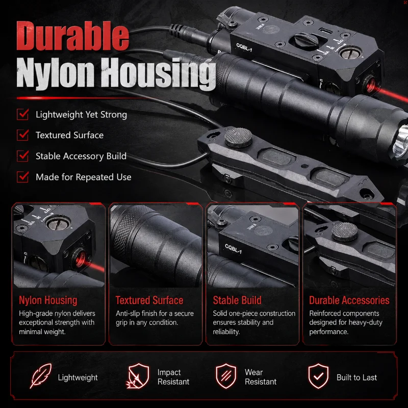 CQBL-1 Recharge Green Positioning Laser External Wired Trigger Durable Nylon Shell Fit 20mm Hobby Rail System