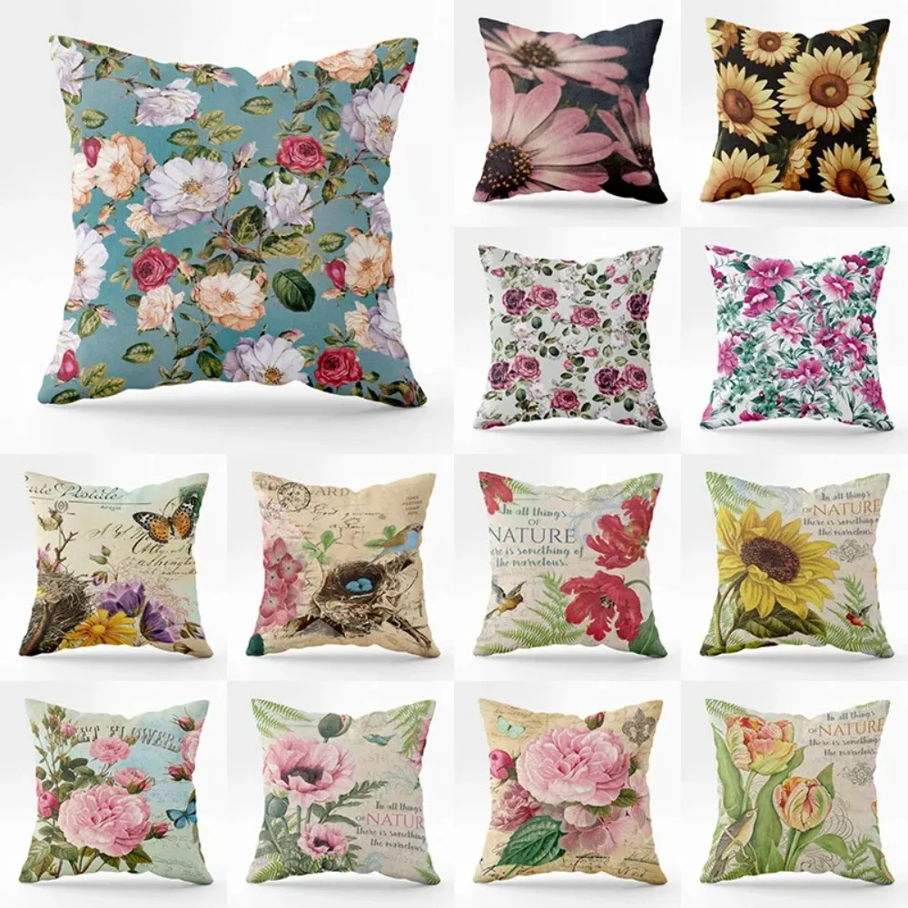 Plant flower pillow jacket to sunflower sofa   waist back dining chair cushion  case s decor home