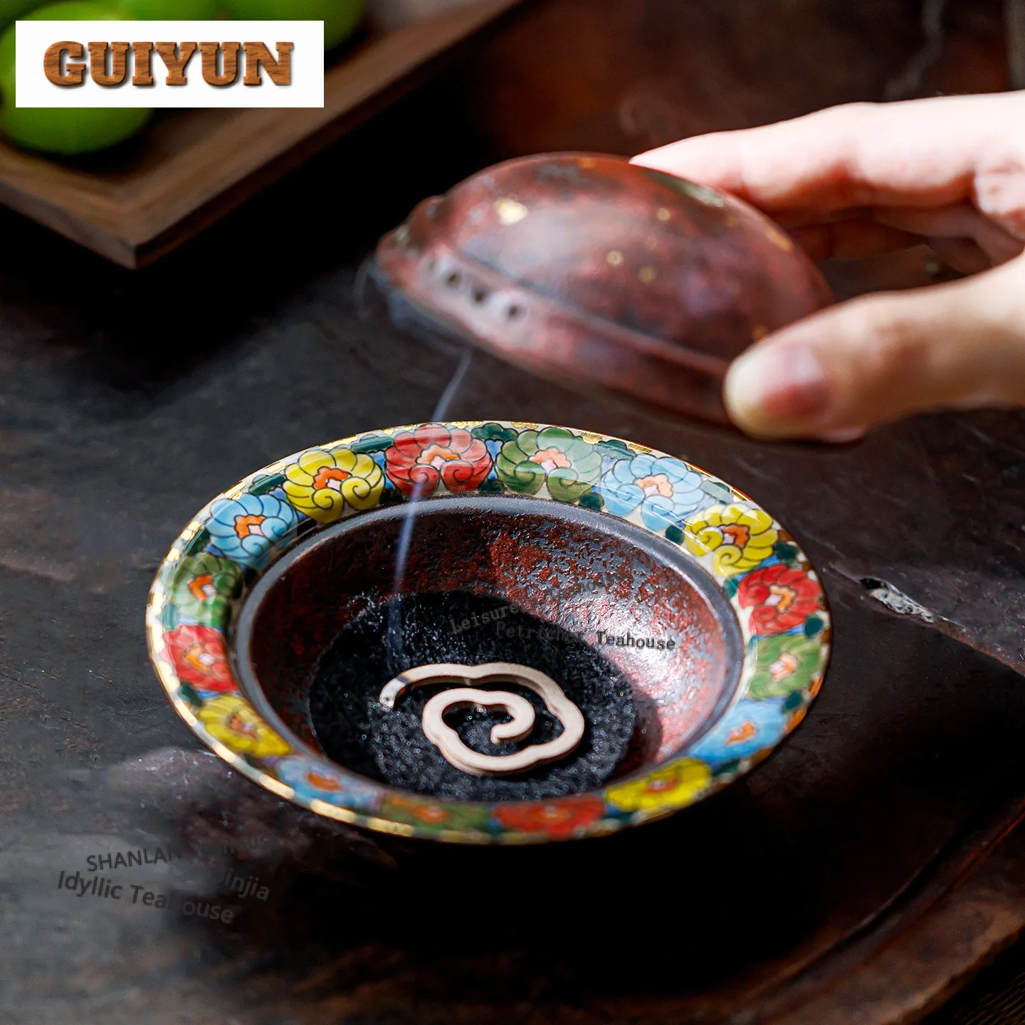 Earthenware Handmade Hand-painted Thangka Incense Holder Diffuser Incense Burners Consecrate Censer Home Supplies Decoration