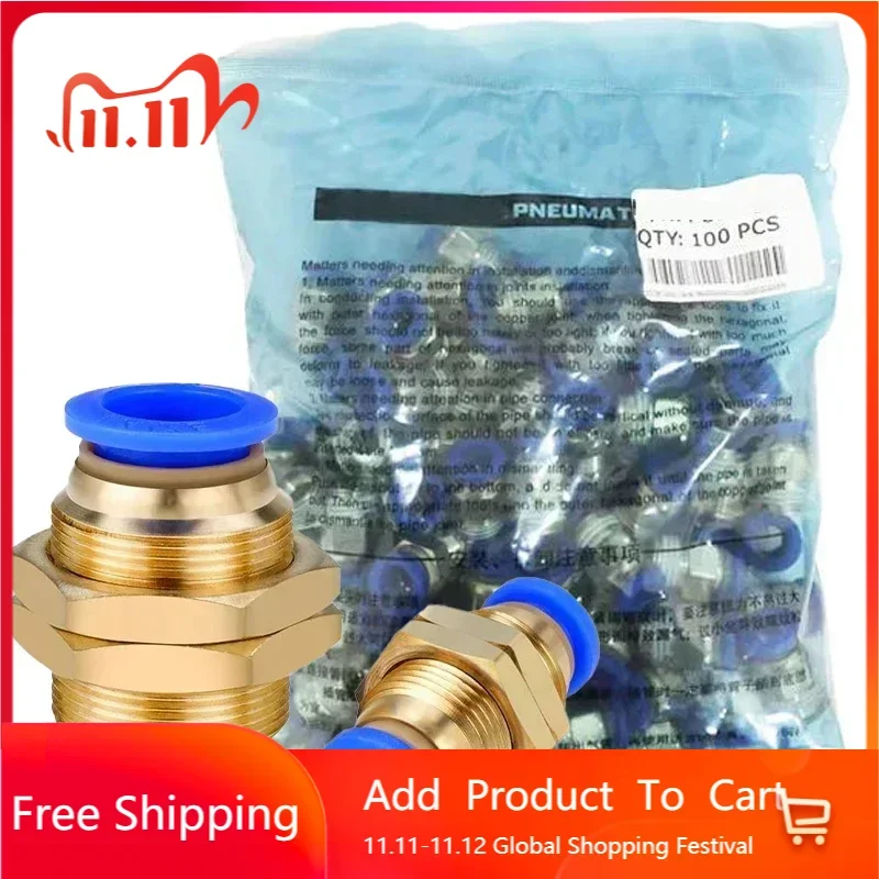 

50/100/500/1000 Pcs Pneumatic Diaphragm Straight Connector Air Pipe Quick Plug Quick Connector Pm4/Pm6/Pm8/Pm 10/Pm12