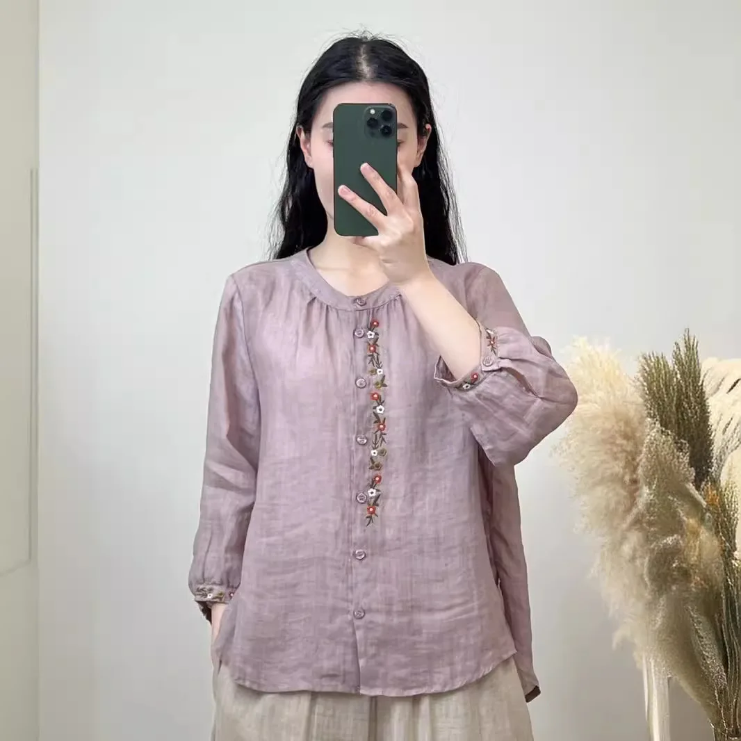 

Summer New Arrival Hot Sale Fashionable Versatile Casual Elegant Exquisite Embroidered Women's Plus Size Comfortable Thin Top