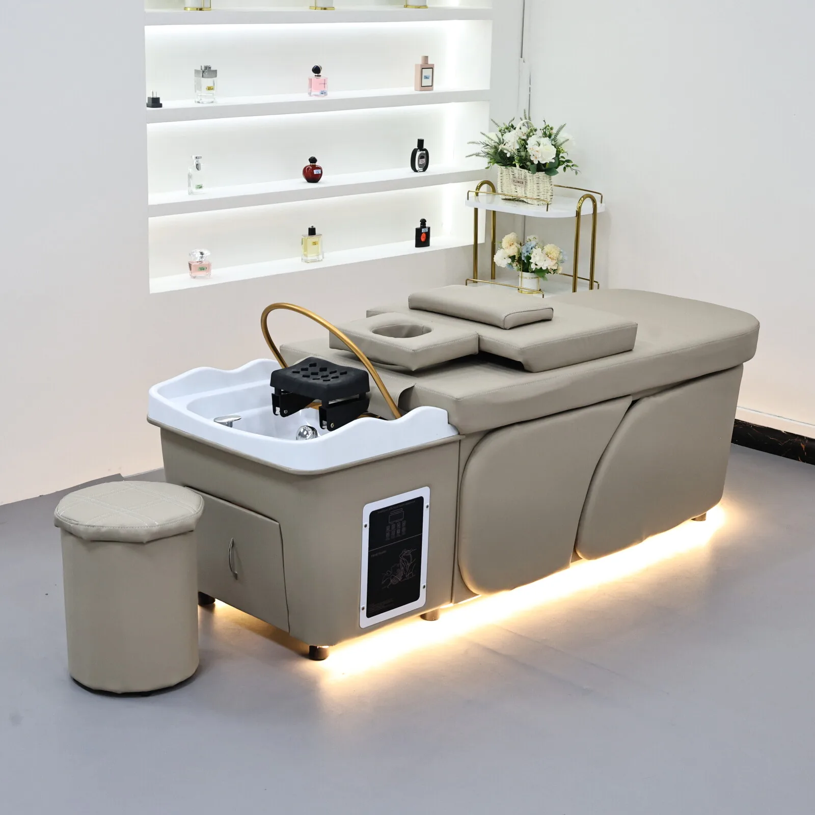 Advanced Thai style hair washing bed filled with high elasticity sponge, equipped with a beauty perforated pillow, suitable for