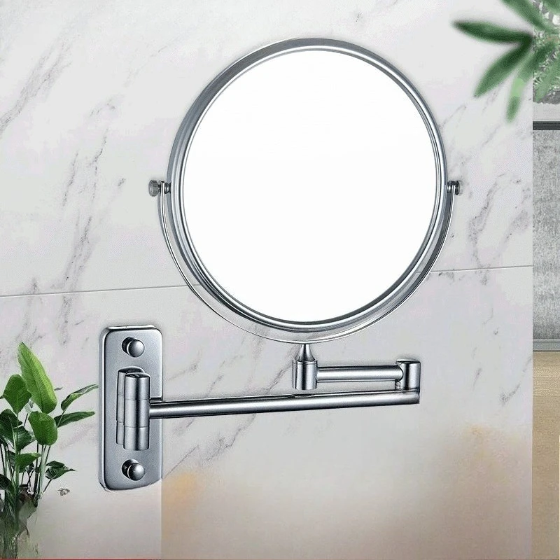 Specchio da bagno Specchio di bellezza da appendere alla parete, specchio cosmetico per trucco retrò, specchio rotondo telescopico bifacciale per riparazione trucco per ragazze