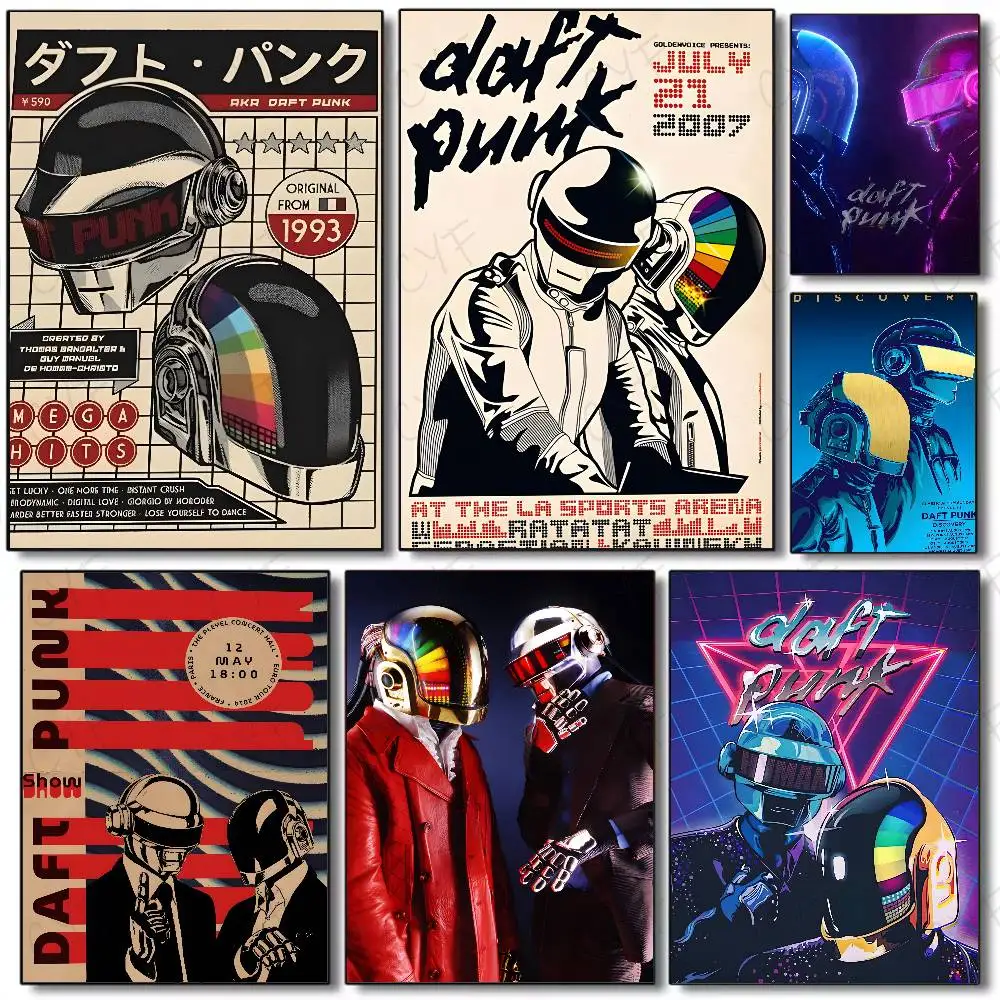 French Music Rock Band D-Daft Punk Poster High Quality Dorm Living Room Aesthetic Wall Decoration Painting Stickers Gift