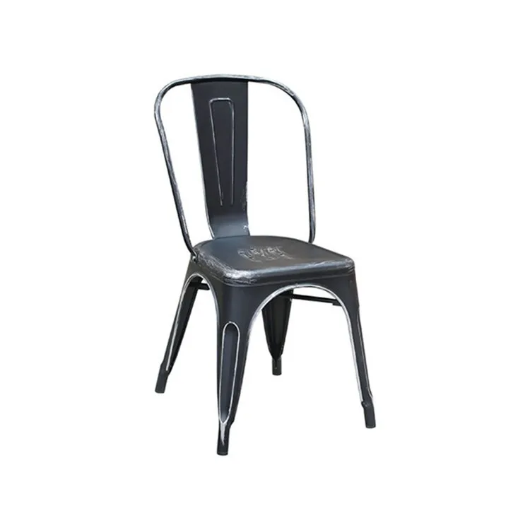 High Quality Vintage Industrial Style Stackable Outdoor Furniture Chairs Iron Metal Restaurant Dinning Chair