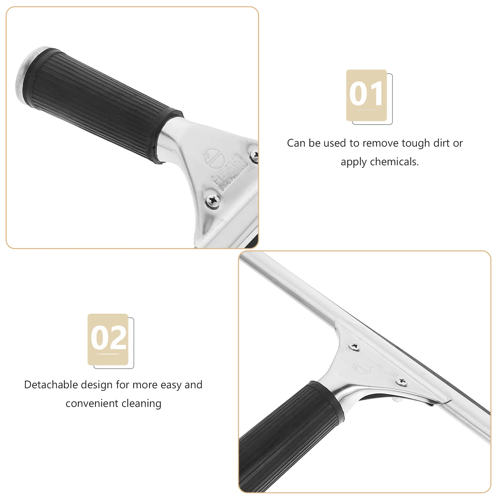 Washing Squeegee Head Replacement Windshield Wipers Window Washer Cleaning Squeegee Accessory with Detachable Sleeve