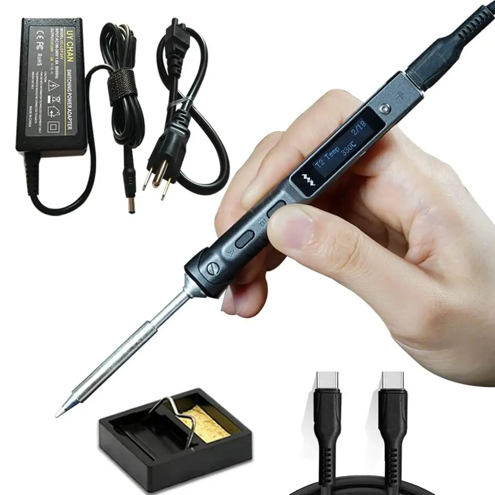 Portable Electric Soldering Iron Station Kit DC PD Dual Power Input OLED Screen 65W Programmable Smart Mini Computer Repair FPV