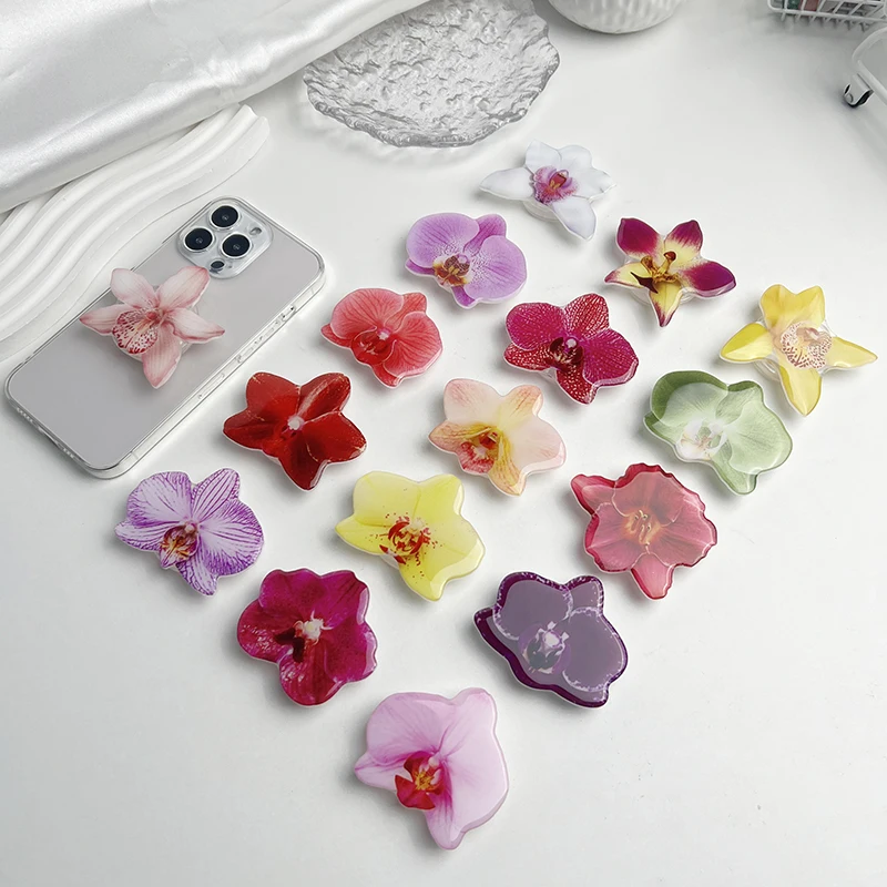 

Transparent Airbag Mobile Phone Holder Orchid Acrylic Socket Custom Folding Ring Phone Support Popular Style Internet Celebrity
