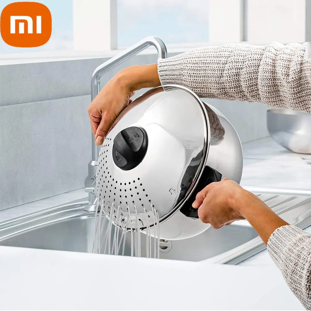 

Xiaomi Stainless Steel Pasta Pot With Strainer Lid And Locking Feature Saucepan Cooker Noodle Cooking Pots For Kitchen Cookware