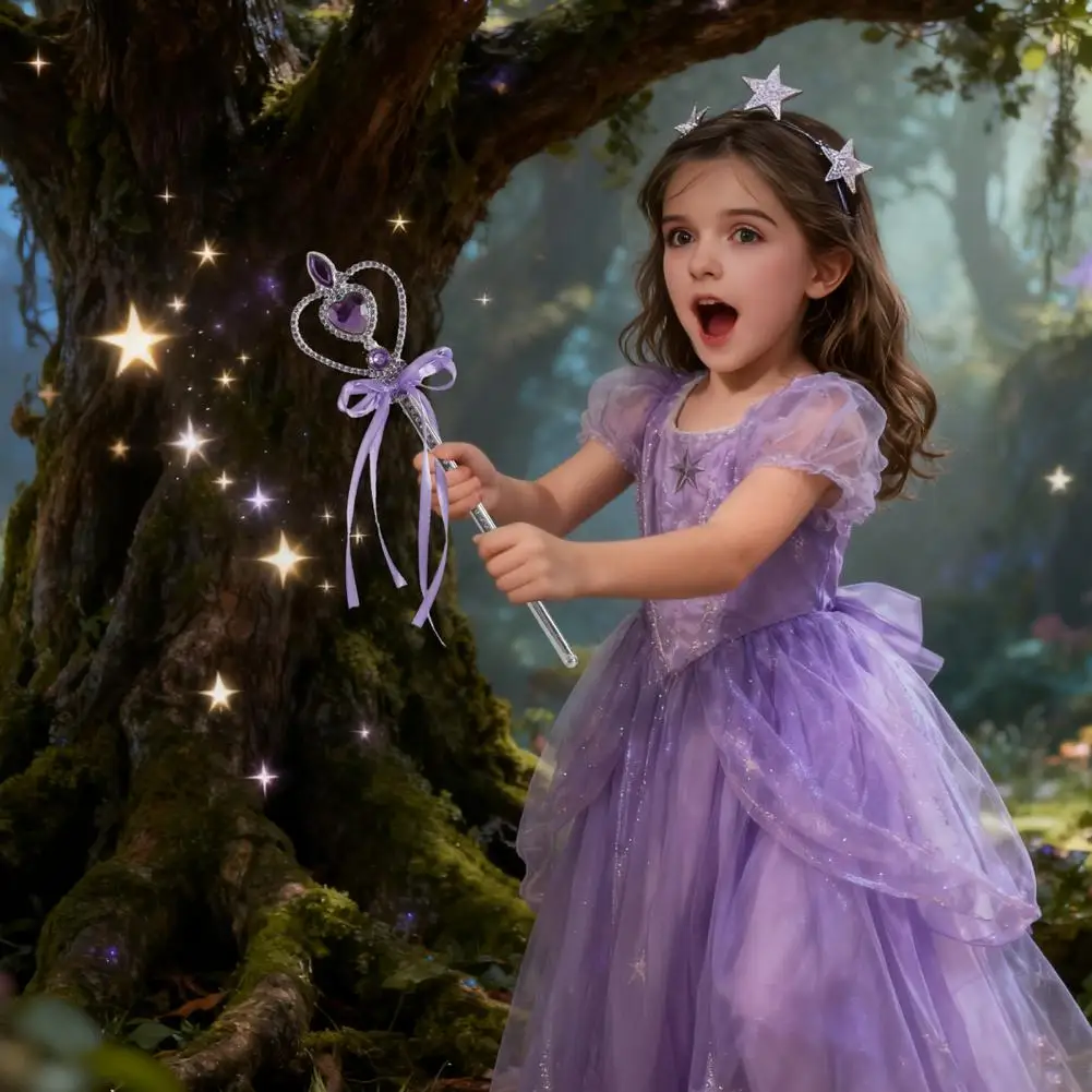 Hartvormige Magische Wands voor Kinderen Meisjes Prinses Dress Up Accessoires Faux Crystal Fairy Wand Kerstfeest Cosplay Kostuum