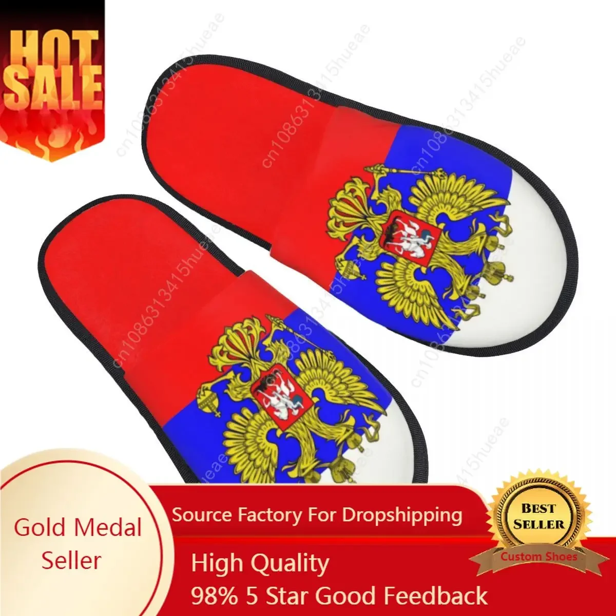 

Custom Russian Flag Memory Foam Slippers Women Comfy Warm House Slippers