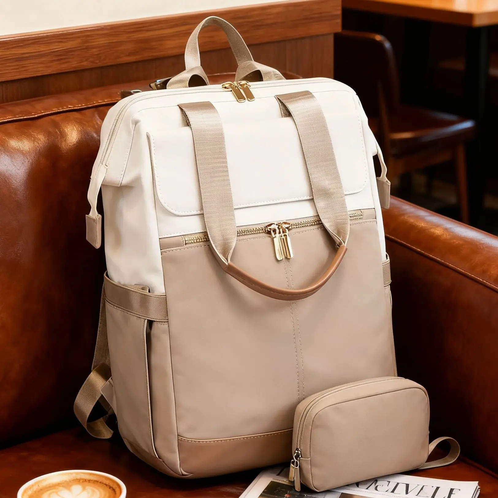 

Ladies' laptop backpack, 15.6-inch laptop bag, waterproof travel laptop backpack with storage bag, mommy bag