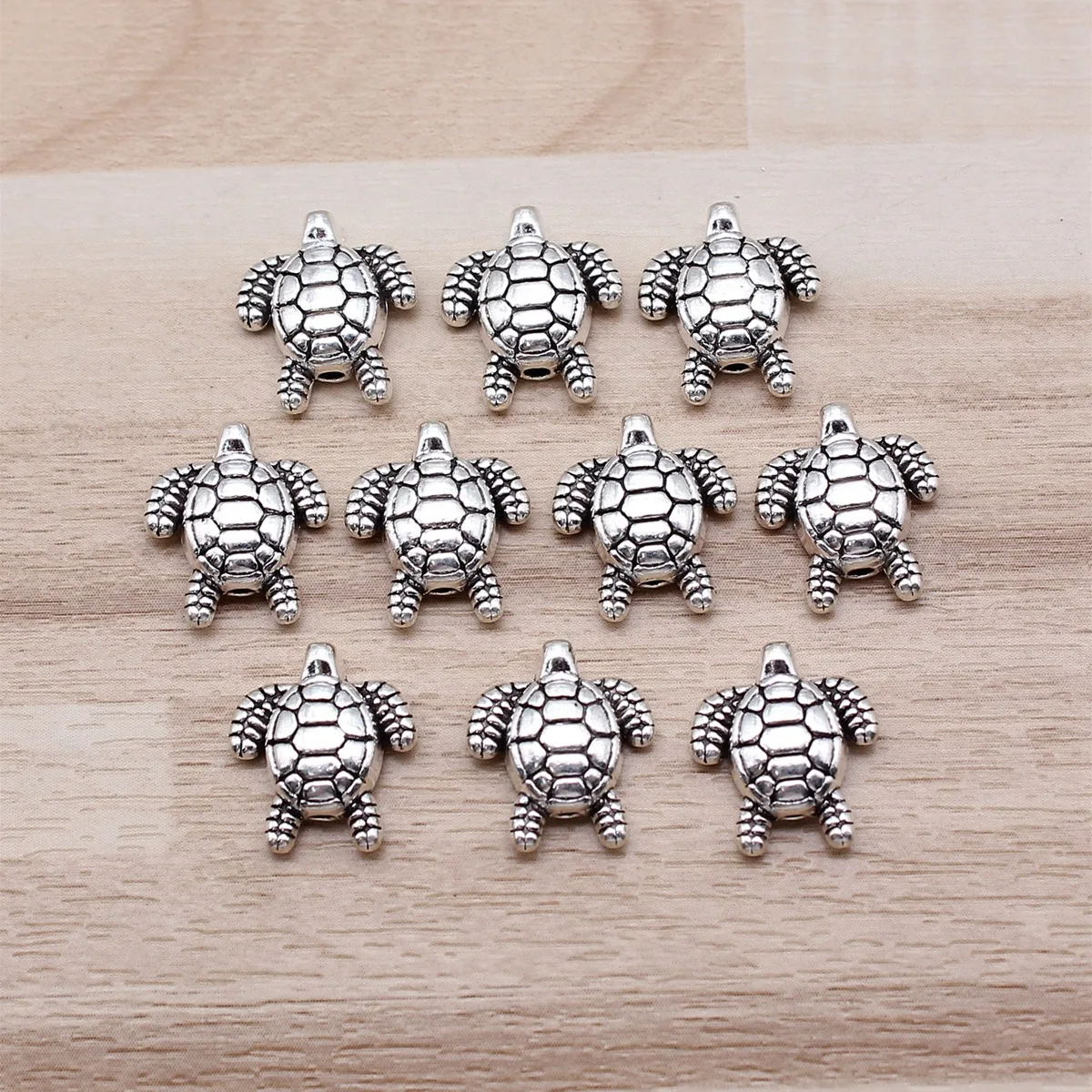 IFOCUS 10pcs/Lot Tortoise Small Hole Beads For DIY Jewelry Making Zinc Alloy 14x12mm/0.55x0.47inch