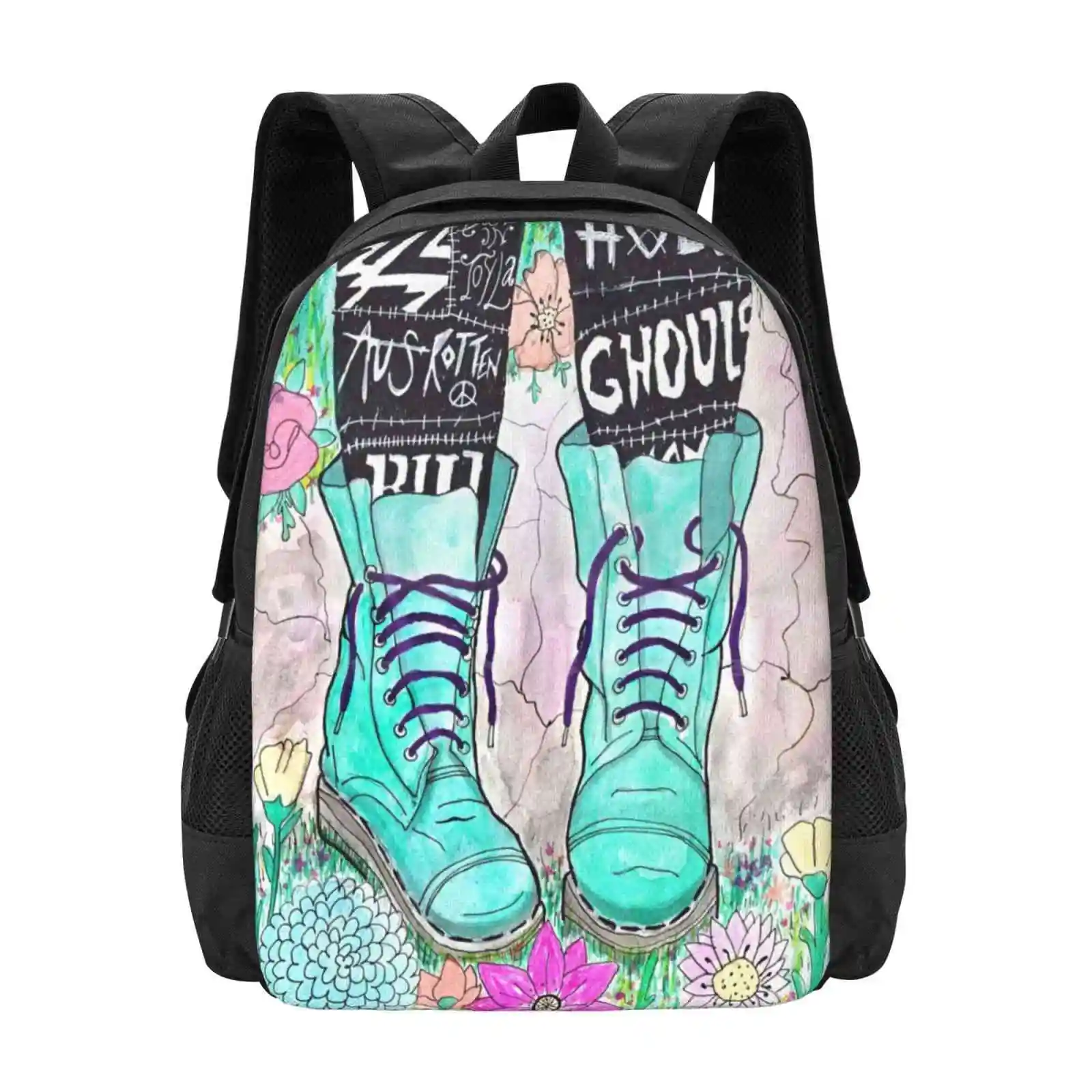 Punk Boots Hot Sale Schoolbag Backpack Fashion Bags Punk Art Punk Girl Low Brow