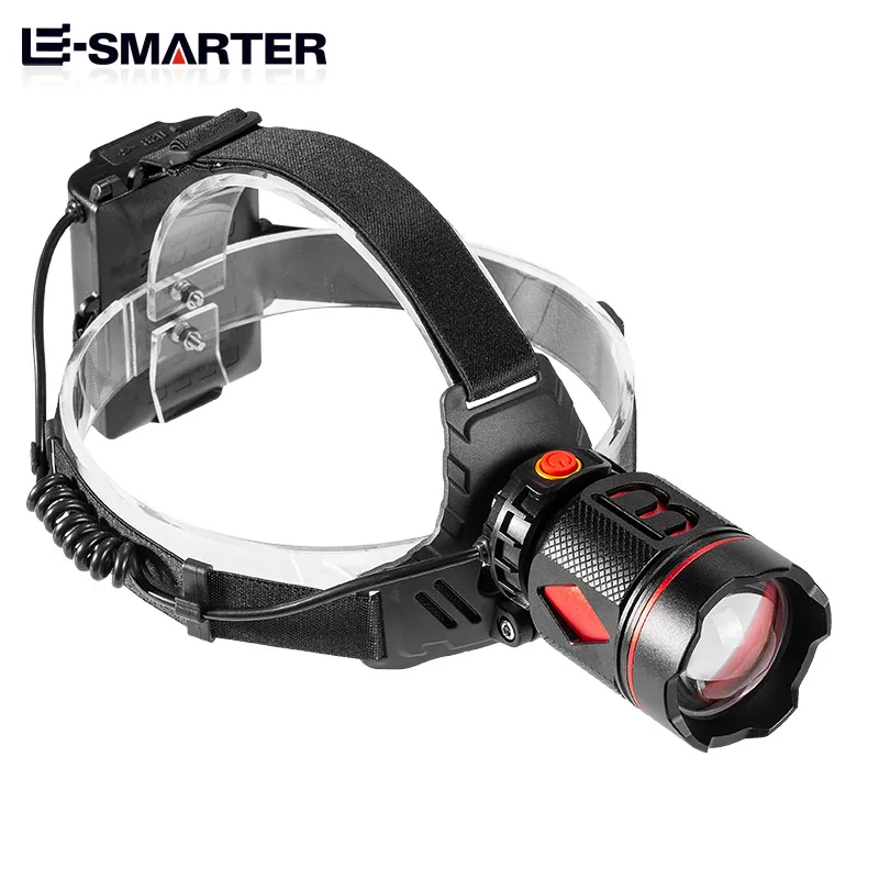 LED Zoom Headlamp Camping Search Light USB Rechargeable Headlight Led Head Torch Work Light with Built-in Battery