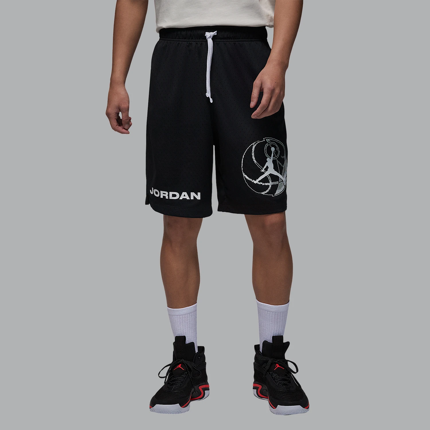 

Nike genuine JORDAN men's basketball knitted breathable lace up shorts DZ4123-010